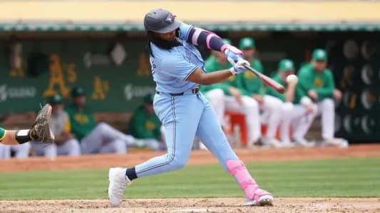 Valdimir Guerrero Jr. going deep against the Oakland Athletics.