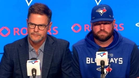 Manager John Schneider and GM Ross Atkins in a post game press conference.