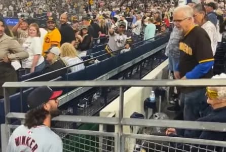 Winker gets into with a fan #bluejays #padres #nationals #mlb