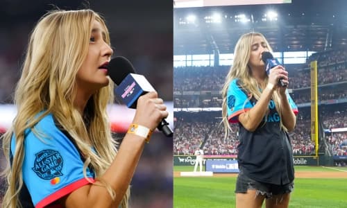 Andress singing the national anthem #bluejays #allstargame