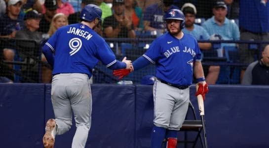 Jansen and Kirk celebrating #bluejays #mlb
