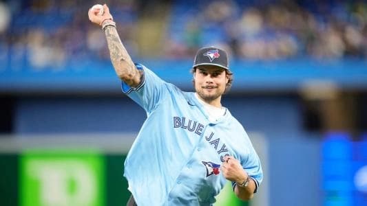 Austin Matthews throwing out the ceremonial first pitch