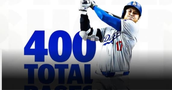 Shohei Ohtani becomes the first player since 2001 to reach 400 total bases.