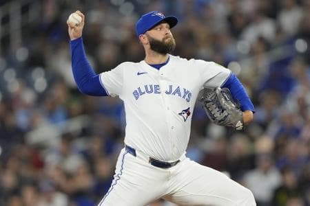 Toronto Blue Jays pitcher Tommy Nance (45) pitches to the Minnesota Twins during the ninth inning at Rogers Centre.