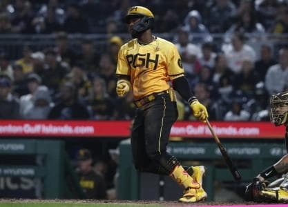 Pittsburgh Pirates third baseman Rodolfo Castro (14) hits an RBI single against the San Diego Padres during the sixth inning at PNC Park.