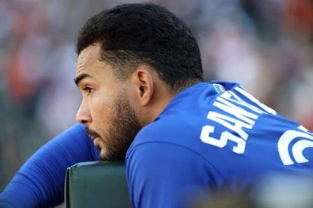 Toronto Blue Jays outfielder Anthony Santander (25) looks on during the ninth inning against the Baltimore Orioles at Oriole Park at Camden Yards.