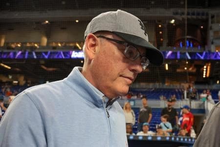 New York Mets owner Steve Cohen walks on the field before the game between the New York Mets and the Miami Marlins at loanDepot Park.