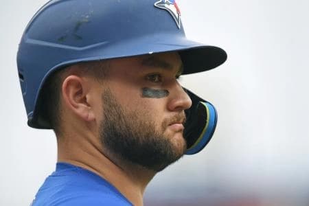 Toronto Blue Jays shortstop Bo Bichette (11) on deck against the Philadelphia Phillies at Citizens Bank Park.