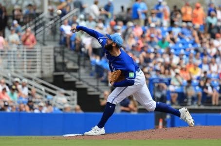 Toronto Blue Jays pitcher Tommy Nance (45) throws a pitch during the fifth inning ]against the Detroit Tigers at TD Ballpark.