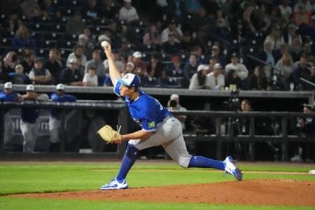 Toronto Blue Jays pitcher Jake Bloss (39) throws a pitch against the New York Yankees during the first inning at George M. Steinbrenner Field.