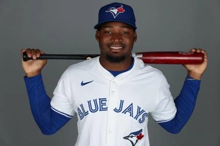 Toronto Blue Jays second baseman Orelvis Martinez (13) participates in media day at the Blue Jays Player Development Complex.