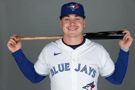 Toronto Blue Jays outfielder Alan Roden (83) participates in media day at the Blue Jays Player Development Complex.