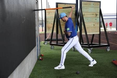 Toronto Blue Jays pitcher Connor Seabold (91) works out for spring training at Blue Jays Player Development Complex.