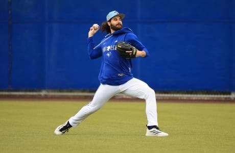 Toronto Blue Jays pitcher Dylan Cease (84) works out for spring training practice at Blue Jays Player Development Complex.
