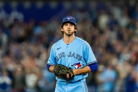 Toronto Blue Jays starting pitcher Jordan Romano (68) looks on against the Houston Astros at Rogers Centre.