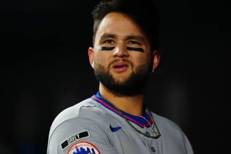 New York Mets third baseman Bo Bichette (19) looks on in the fourth inning against the Colorado Rockies at Coors Field.