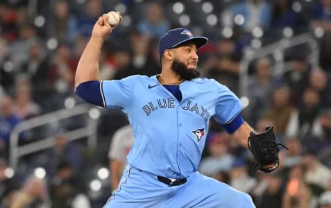 Toronto Blue Jays relief pitcher Yimi Garcia (93) delivers a pitch against the Boston Red Sox in the ninth inning at Rogers Centre
