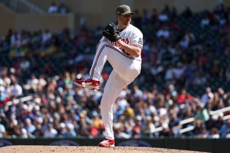 Minnesota Twins pitcher Justin Topa (48) delivers a pitch against the Milwaukee Brewers during the eighth inning at Target Field.