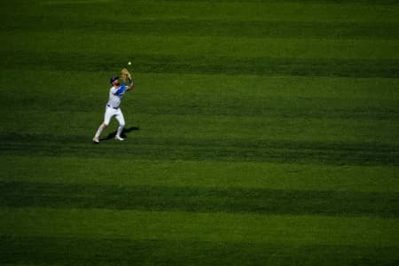 Toronto Blue Jays right fielder Nathan Lukes (38) makes a catch against the Boston Red Sox during the fifth inning at Rogers Centre.