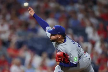 Toronto Blue Jays pitcher Lazaro Estrada (60) throws a pitch against the Philadelphia Phillies at Citizens Bank Park