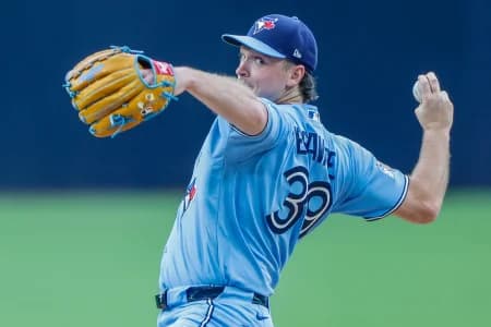 Toronto Blue Jays starting pitcher Trey Yesavage (39) throws a pitch during the first inning against the San Diego Padres at Petco Park.