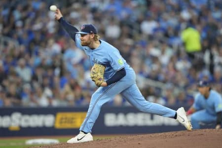 Toronto Blue Jays starting pitcher Spencer Miles (62) pitches to the Kansas City Royals during the third inning at Rogers Centre.