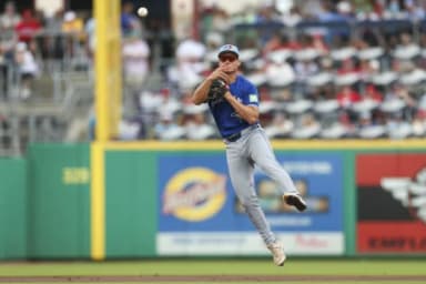 Toronto Blue Jays shortstop Josh Kasevich (86) throws to first for an out against the Philadelphia Phillies in the first inning during spring training at BayCare Ballpark.