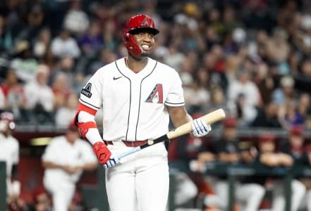 Arizona Diamondbacks designated hitter Jesus Sanchez in the second inning against the Miami Marlins at Chase Field.
