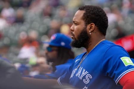 Toronto Blue Jays first baseman Vladimir Guerrero Jr. (27) looks on during the second inning at Oriole Park at Camden Yards.