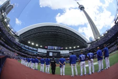 Toronto Blue Jays have a moment of silence to mourn the passing of pitcher Duane Ward before the start of the game against the Chicago White Sox at Rogers Centre.