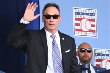 Paul Molitor acknowledges the crowd during the introduction of returning inductees at the National Baseball Hall of Fame's 2024 induction ceremony Sunday, July 21, 2024, at the Clark Sports Center in Cooperstown, New York.