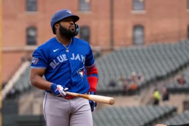 Toronto Blue Jays first baseman Vladimir Guerrero Jr. (27) looks on during the first inning at Oriole Park at Camden Yards