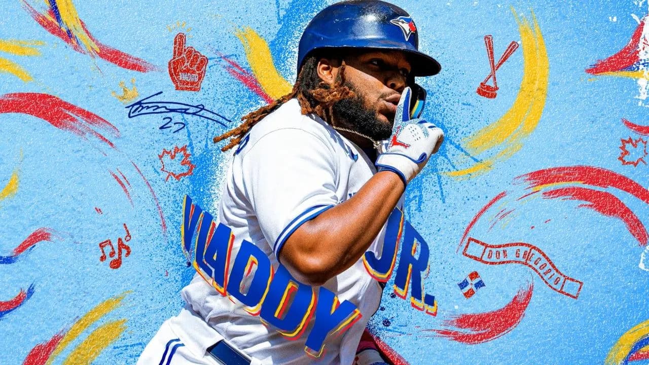 Vladimir Guerrero Jr silencing the crowd after a big home run.