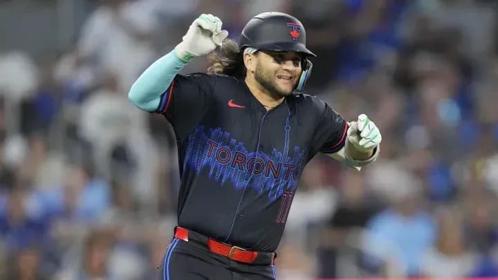 Bichette celebrating with the Blue Jays #bluejays #mlb