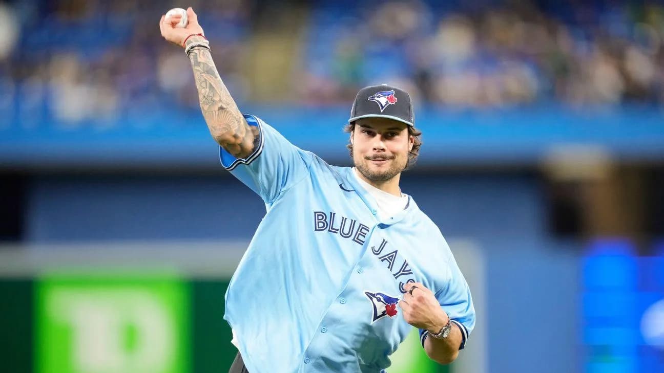 Austin Matthews throwing out the ceremonial first pitch