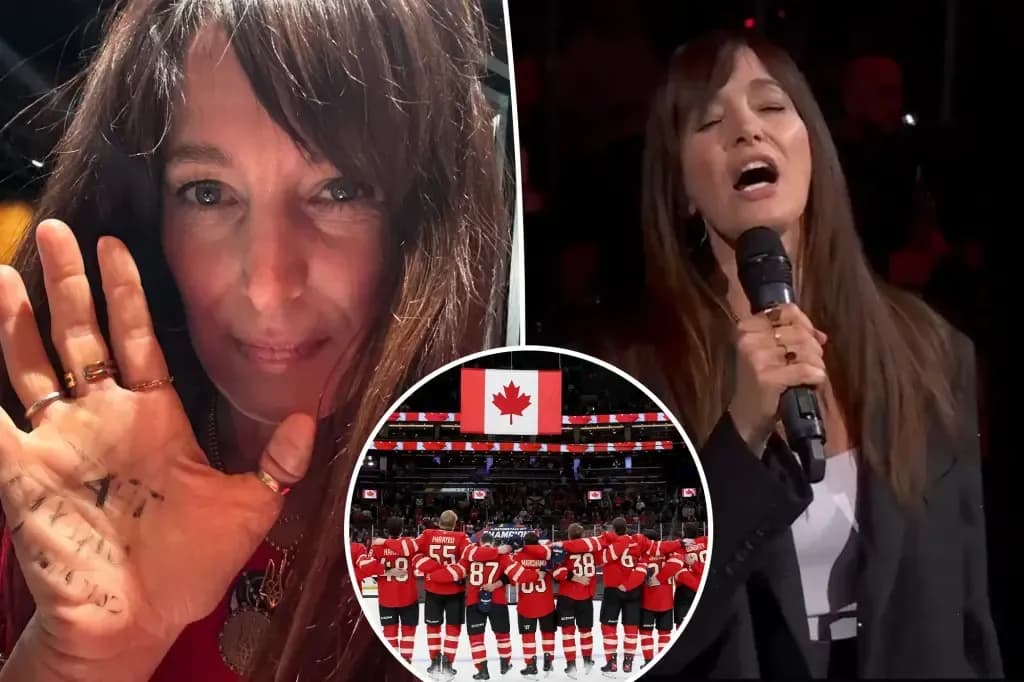 Chantal Kreviazuk decided to disrespect the Canadian anthem before the 4Nations final #bluejays #canada #nhl #mlb