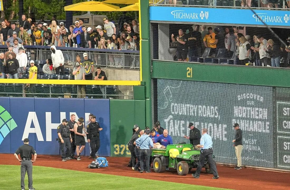 Fan falls onto the field during Pirates game #bluejays #mlb
