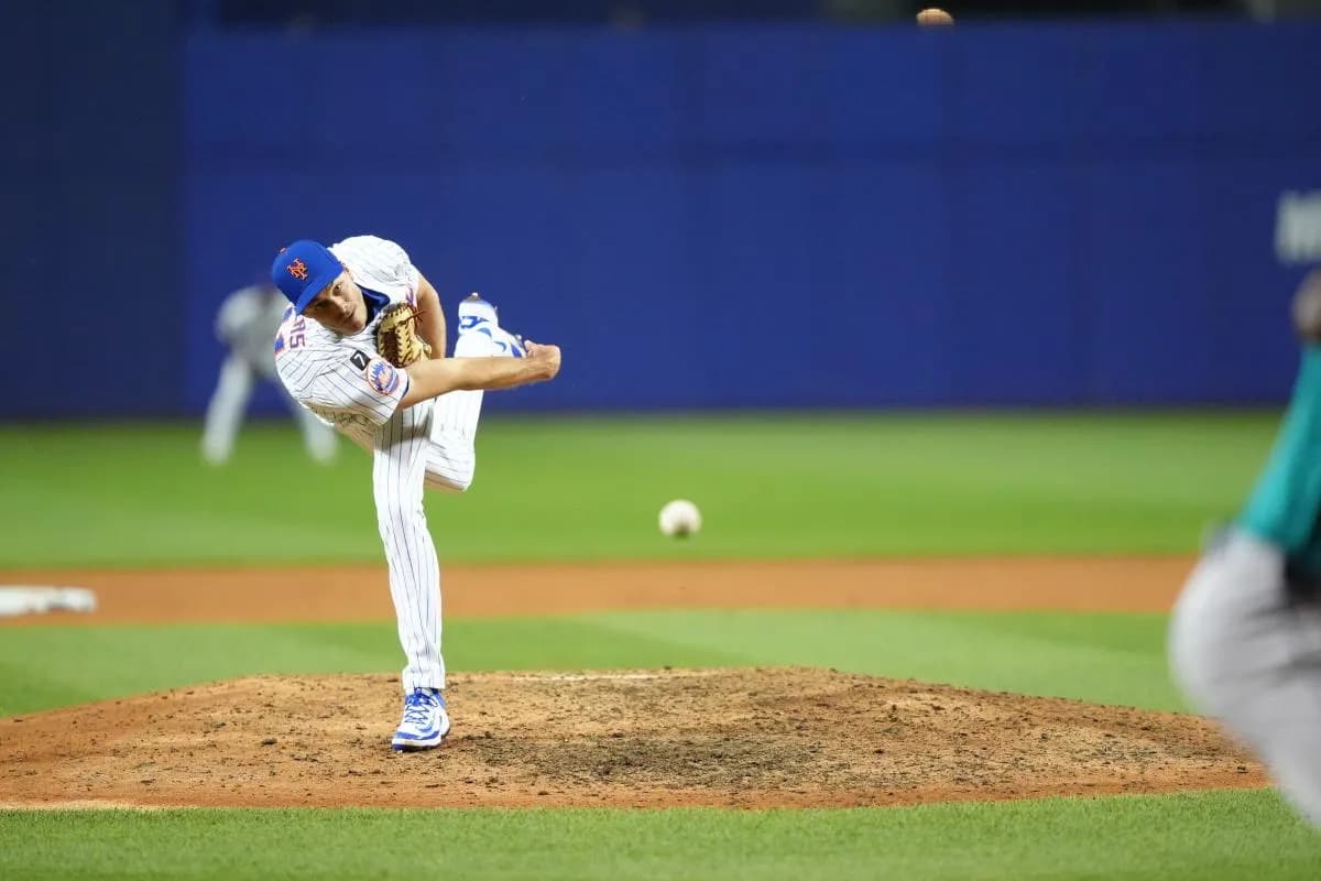 New York Mets relief pitcher Tyler Rogers (71) throws a pitch against the Seattle Mariners in the ninth inning at Journey Bank Ballpark at Historic Bowman Field.