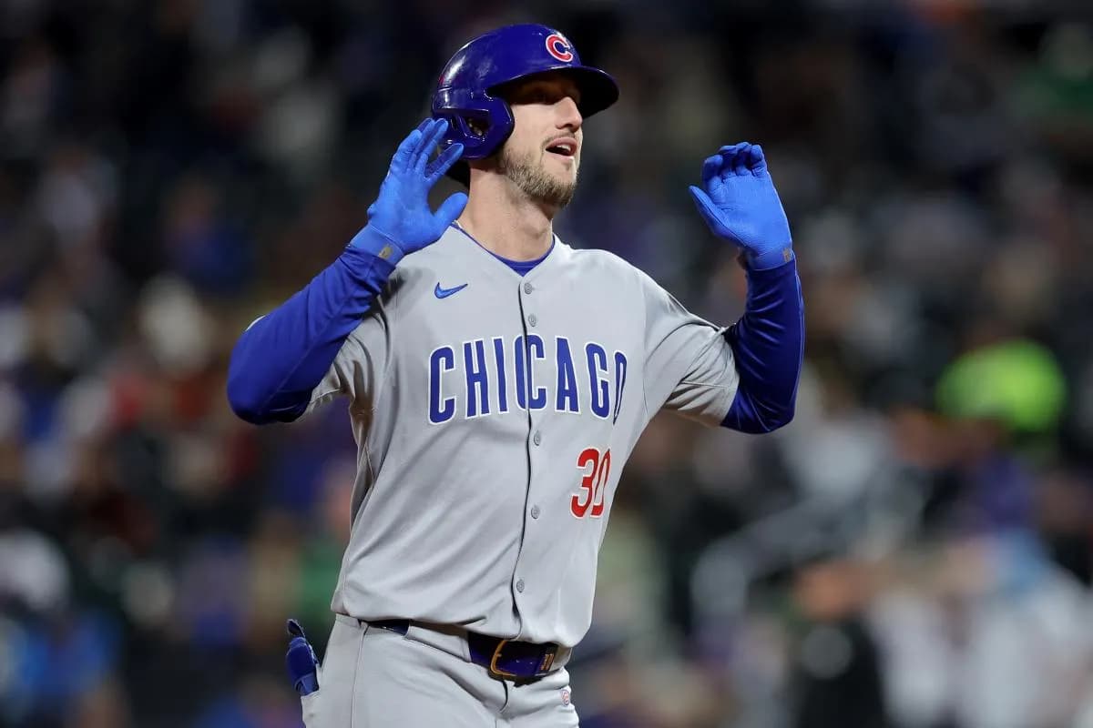 Chicago Cubs right fielder Kyle Tucker (30) reacts as he rounds the bases after hitting a solo home run against the New York Mets during the fourth inning at Citi Field.