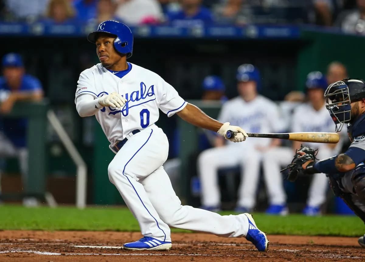 Kansas City Royals left fielder Terrance Gore (0) bats against the Seattle Mariners at Kauffman Stadium.