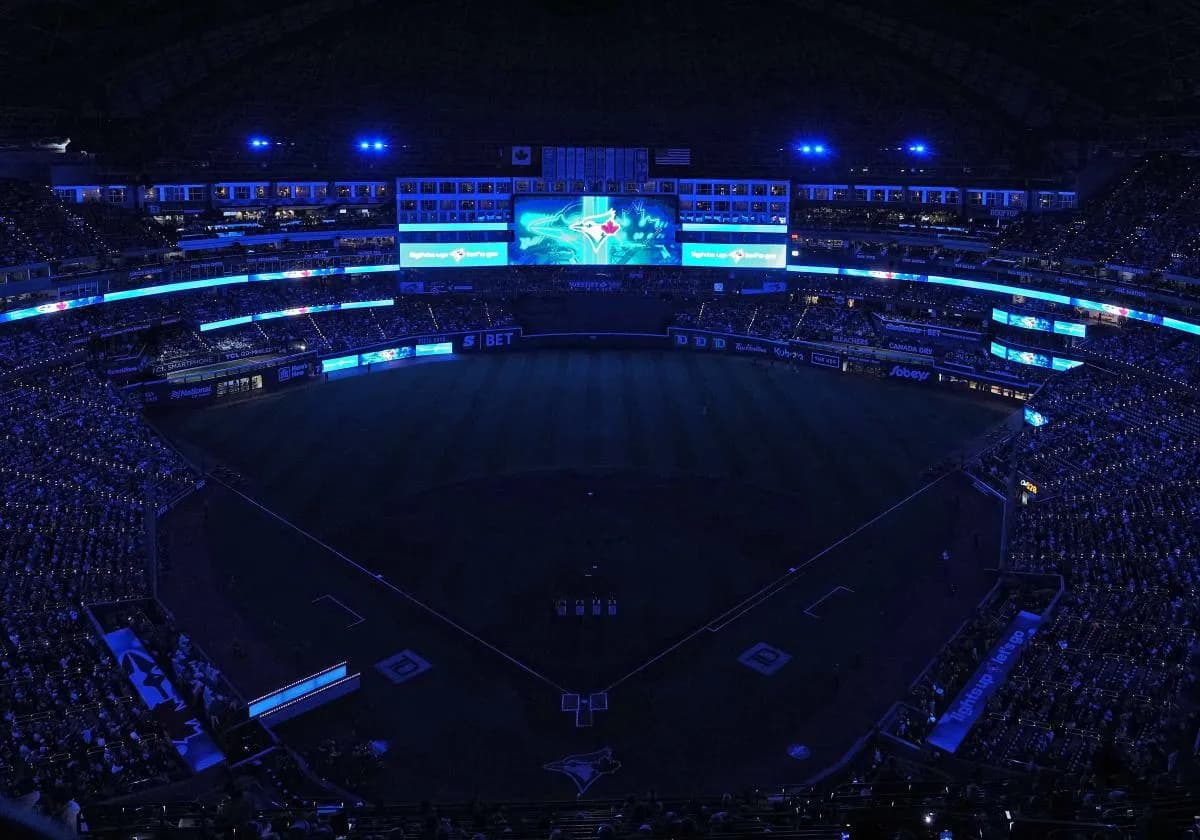 A general view of the Rogers Centre during the opening day ceremonies before a game between the Baltimore Orioles and the Toronto Blue Jays