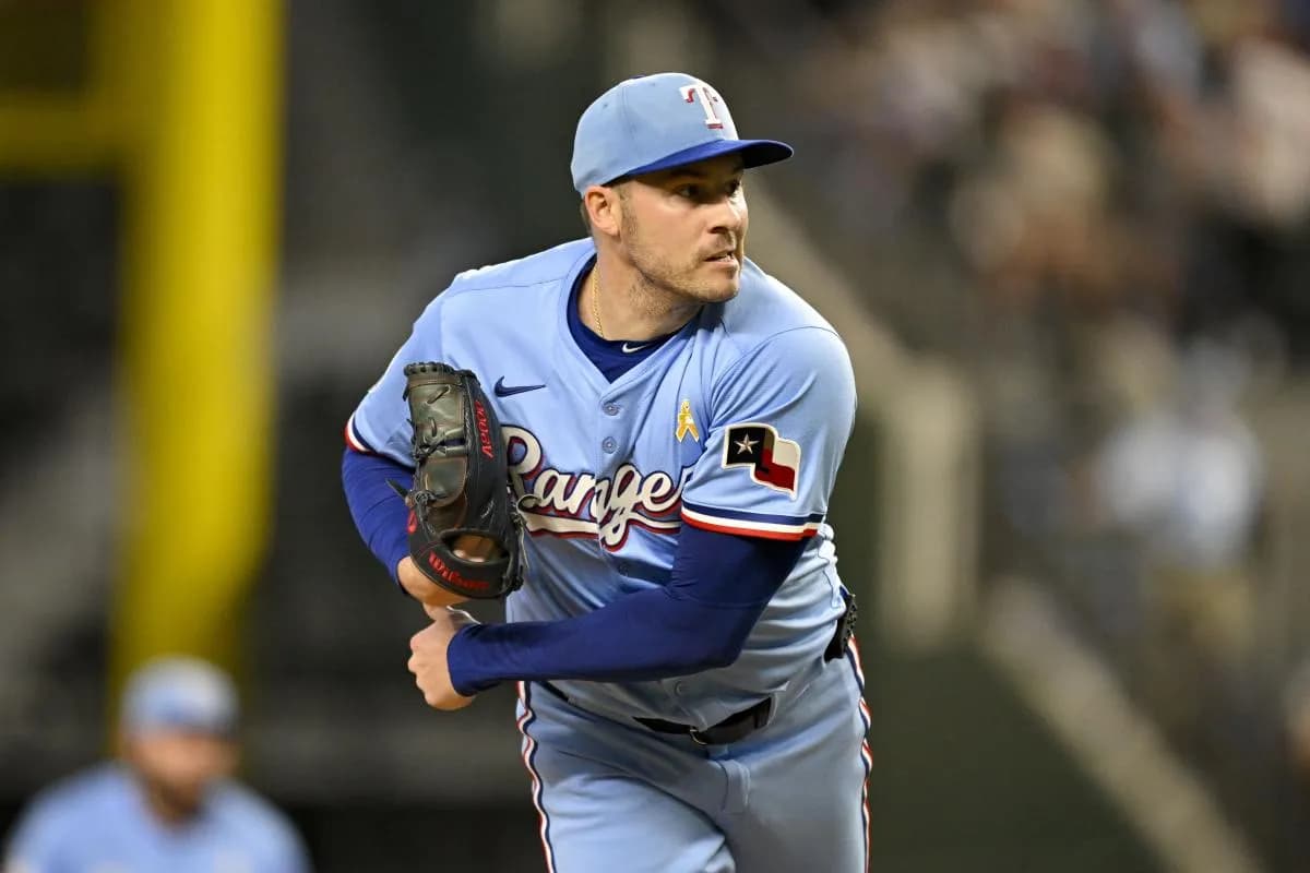 Texas Rangers starting pitcher Patrick Corbin (46) pitches against the Houston Astros during the first inning at Globe Life Field.