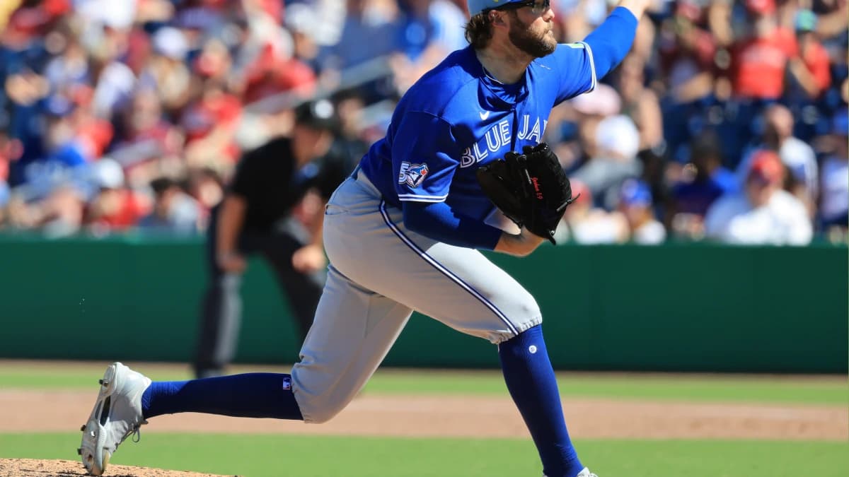 Toronto Blue Jays pitcher Josh Fleming (35) throws a pitch during the sixth inning against the Philadelphia Phillies at BayCare Ballpark.