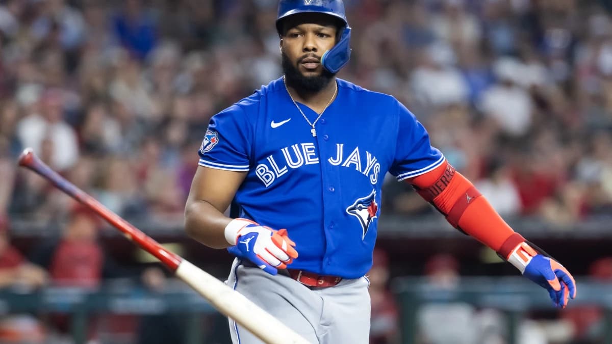 Toronto Blue Jays first baseman Vladimir Guerrero Jr. tosses his bat after striking out in the first inning against the Arizona Diamondbacks at Chase Field.