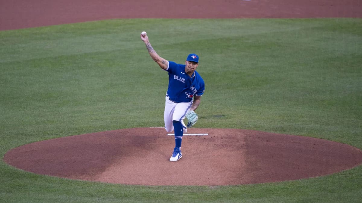 Toronto Blue Jays pitcher Taijuan Walker (00) delivers a pitch during the first inning against the Baltimore Orioles at Sahlen Field.