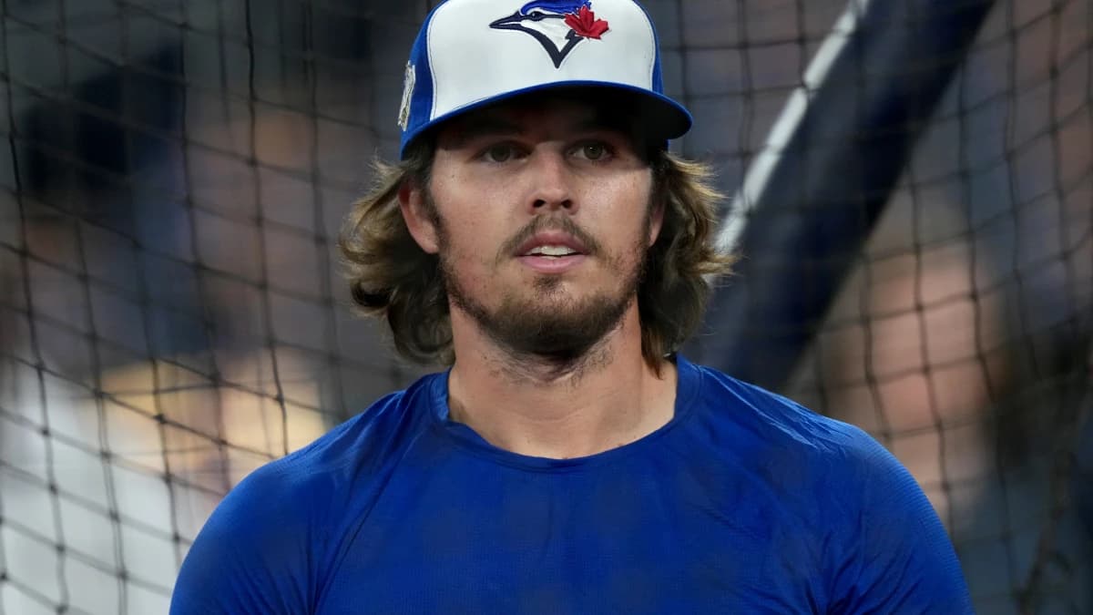 Toronto Blue Jays third baseman Addison Barger (47) looks on during batting practice before game two of the 2025 MLB World Series against the Los Angeles Dodgers at Rogers Centre.