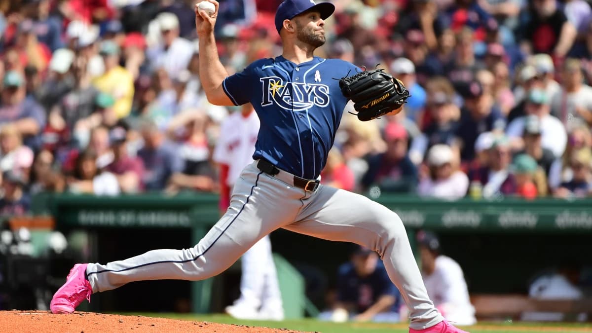 Tampa Bay Rays pitcher Nick Martinez (28) pitches during the fifth inning against the Boston Red Sox at Fenway Park.