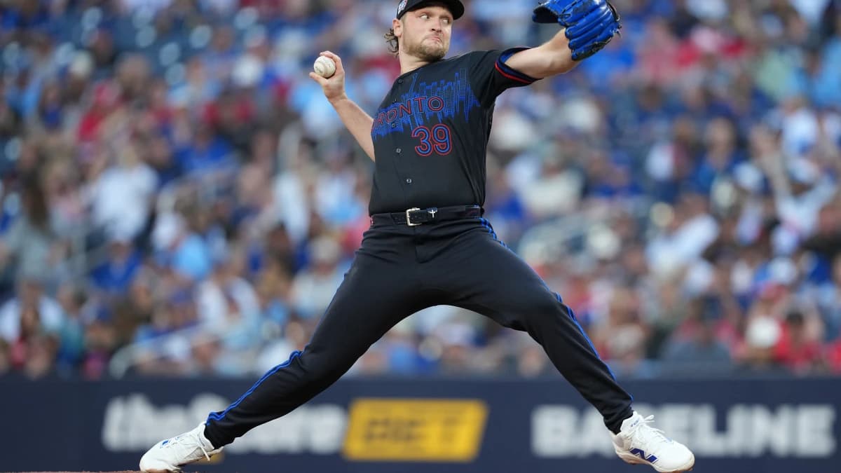 Toronto Blue Jays starting pitcher Trey Yesavage (39) throws a pitch against the New York Yankees during the first inning at Rogers Centre.