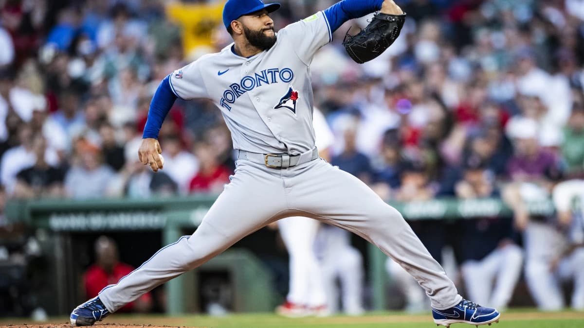 Toronto Blue Jays pitcher Simeon Woods Richardson (10) throws in the third inning against the Boston Red Sox at Fenway Park.