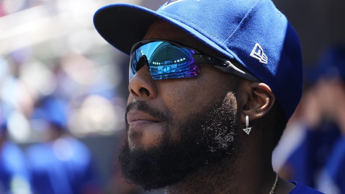 Toronto Blue Jays first baseman Vladimir Guerrero Jr. (27) looks towards the field before the start of the game against the Texas Rangers at Rogers Centre.